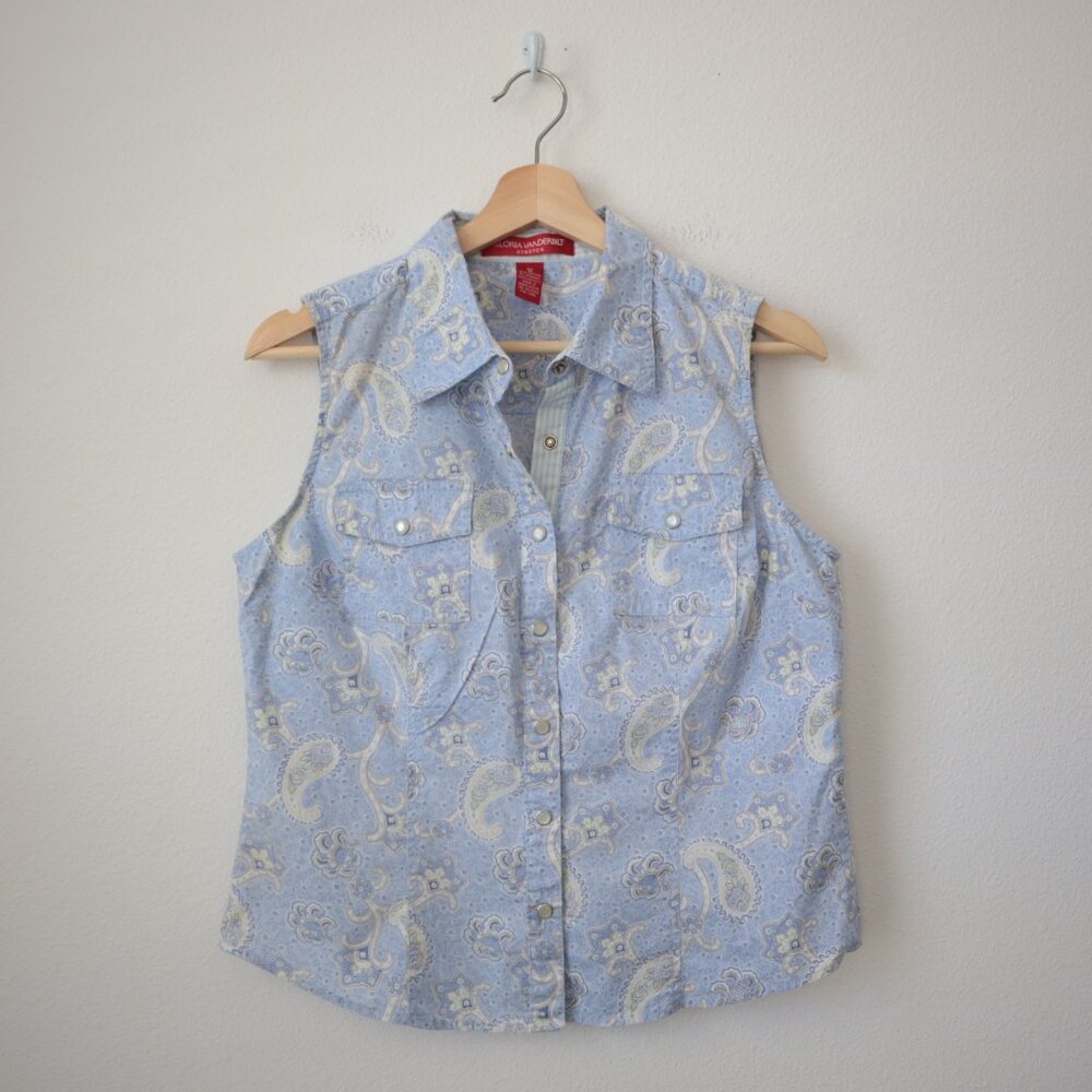 Vintage Gloria Vanderbilt Western Pearl Snap Button Top | M